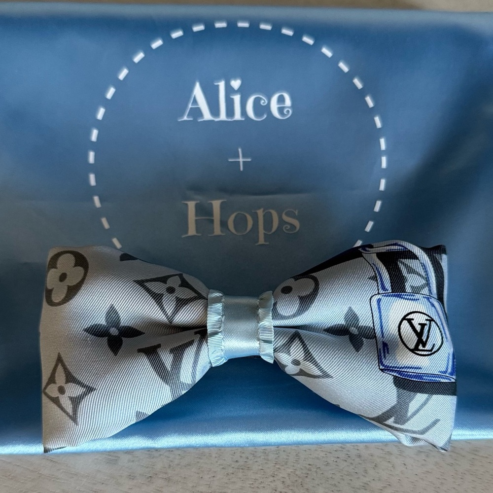 Alice + Hops Megsy Bow Upcycled Louis Vuitton Silk Scarf (one of a kind art)
